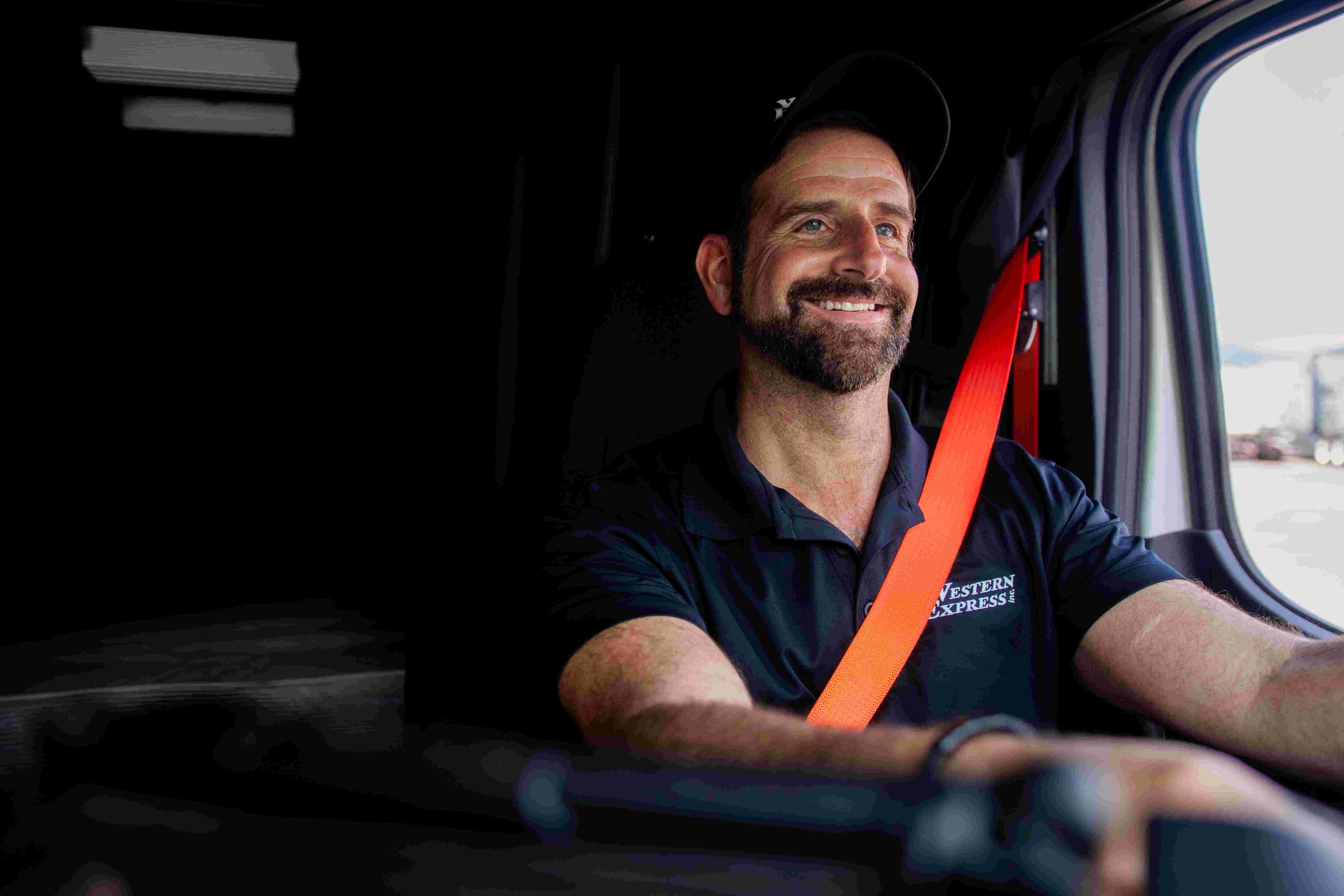 Inside the truck cabin